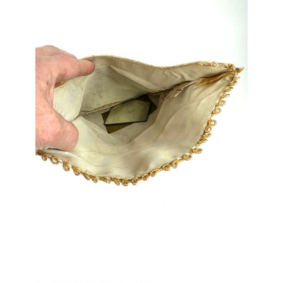 Dorset Rex 1950's Champagne Gold Brocade MCM Clutch Purse with Mirror - Picture 6 of 10